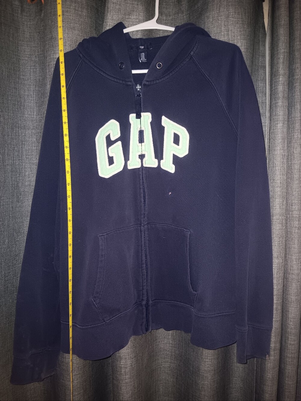 GAP Navy Zip Front Hoodie with Mint Logo Vintage